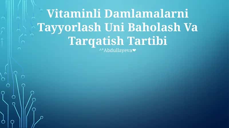 Vitaminli Damlamalarni Tayyorlash Uni Baholash Va Tarqatish Tartibi
