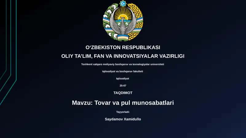 Tovar va pul munosabatlari
