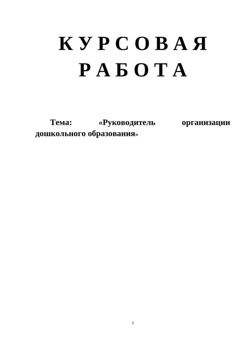 Руководитель организации дошкольного образования