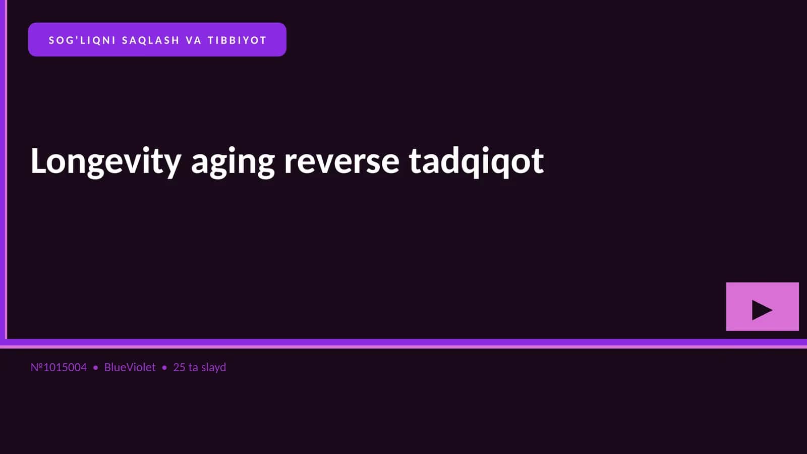 Longevity aging reverse tadqiqot