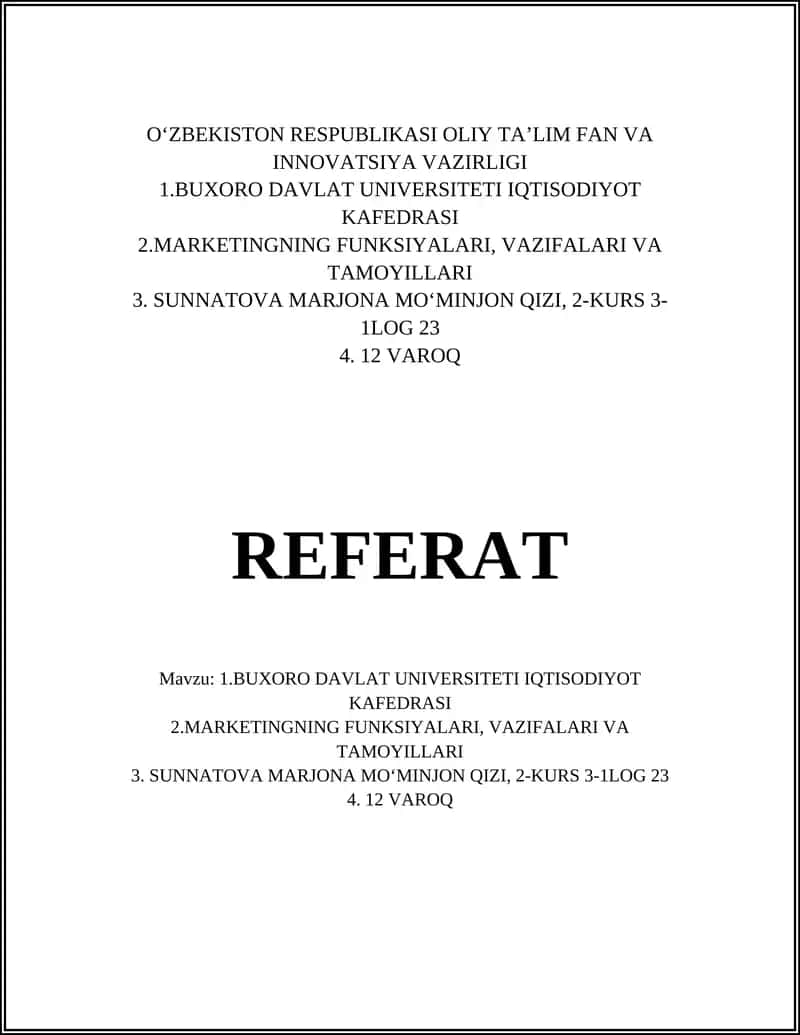 MARKETINGNING FUNKSIYALARI, VAZIFALARI VA TAMOYILLARI