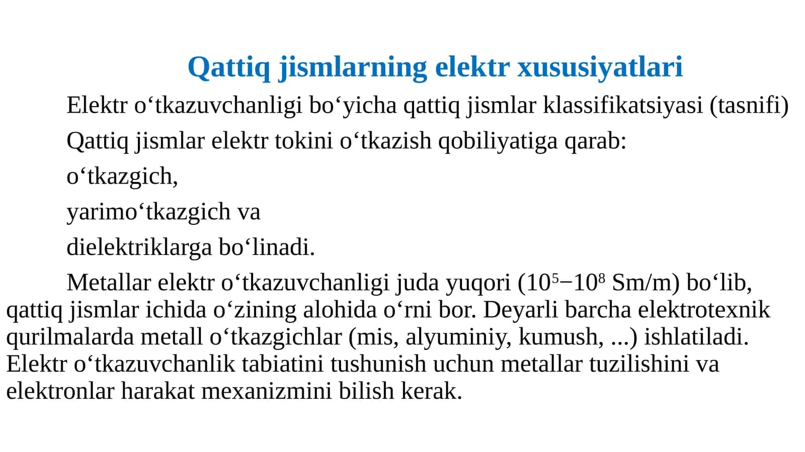 Qattiq jismlarning elektr xususiyatlari