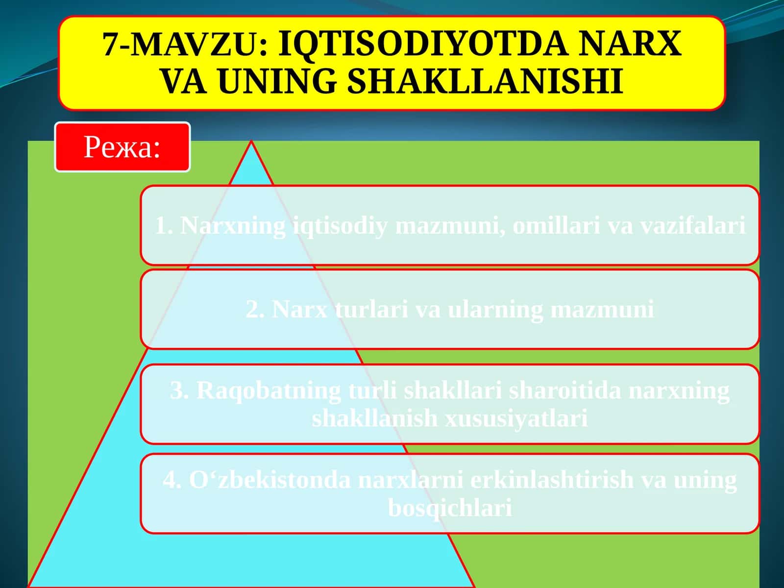 Narxga ta’sir etuvchi omillari