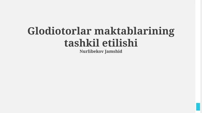 Gladiator maktablarining tashkil etilishi