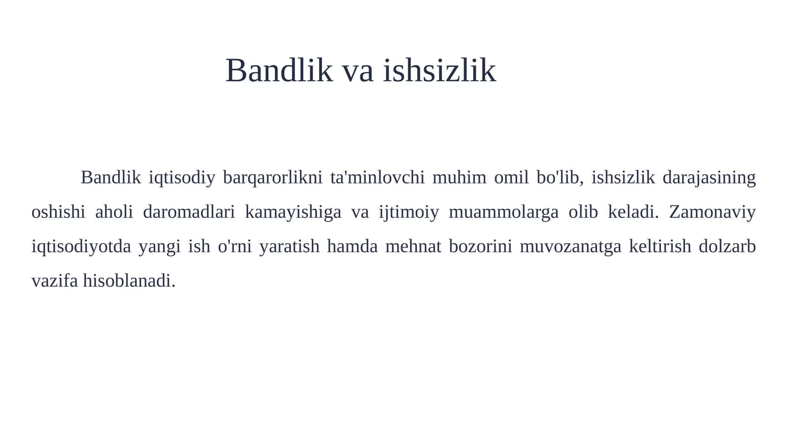 Bandlik va ishsizlik