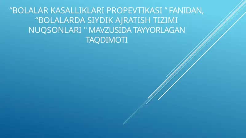 Bolalarda siydik ajratish tizimi nuqsonlari