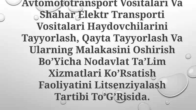 Avtomototransport Vositalari Va Shahar Elektr Transporti Vositalari Haydovchilarini Tayyorlash