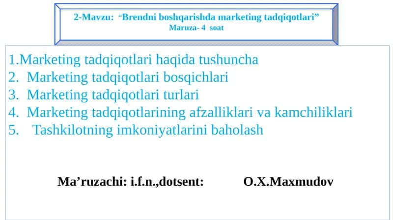 Marketing tadqiqotlari haqida tushuncha