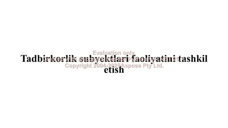 Tadbirkorlik subyektlari faoliyatini tashkil etish