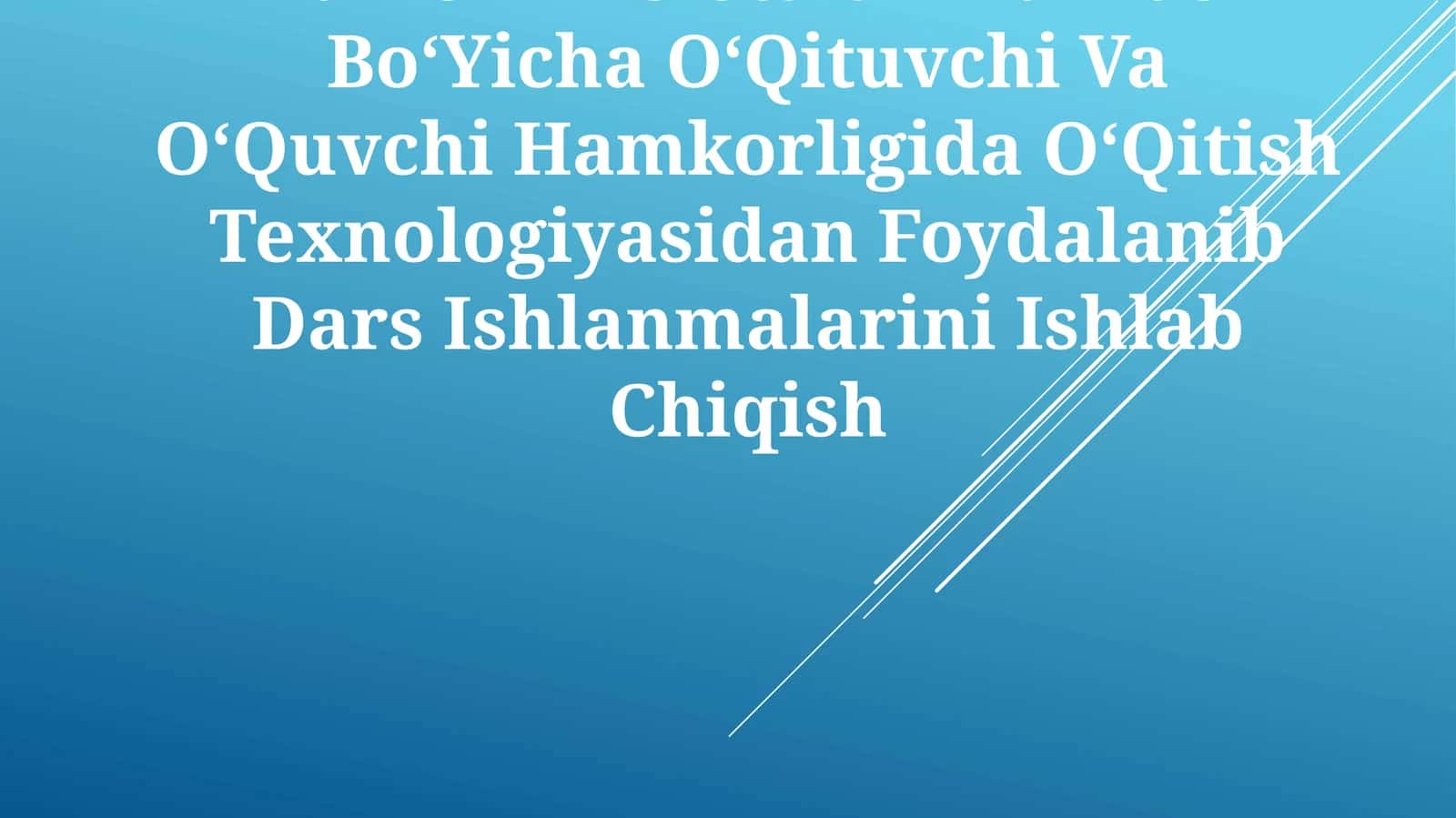 Nuklein Kislotalar Mavzusi BoʻYicha OʻQituvchi Va OʻQuvchi Hamkorligida OʻQitish Texnologiyasidan Foydalanib Dars Ishlanmalarini Ishlab Chiqish