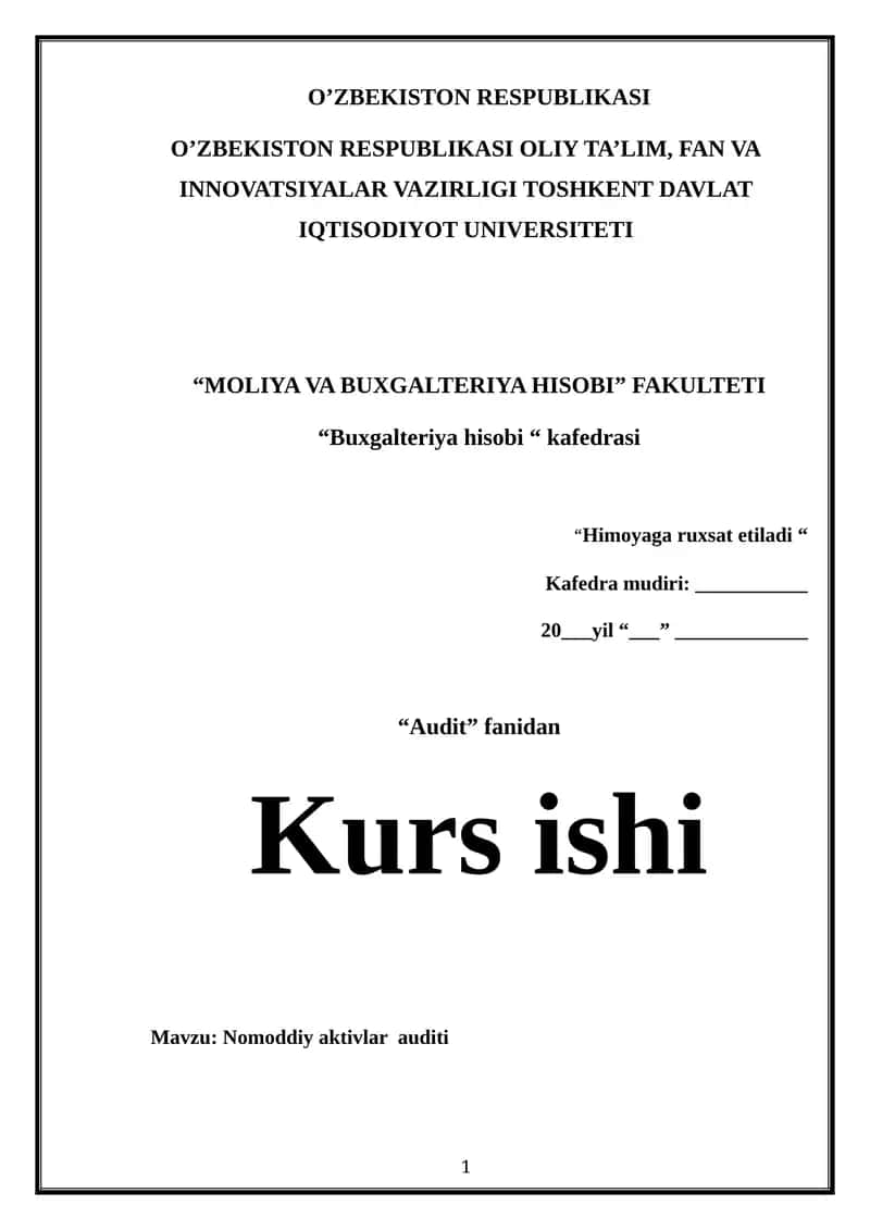 Nomoddiy aktivlar auditi