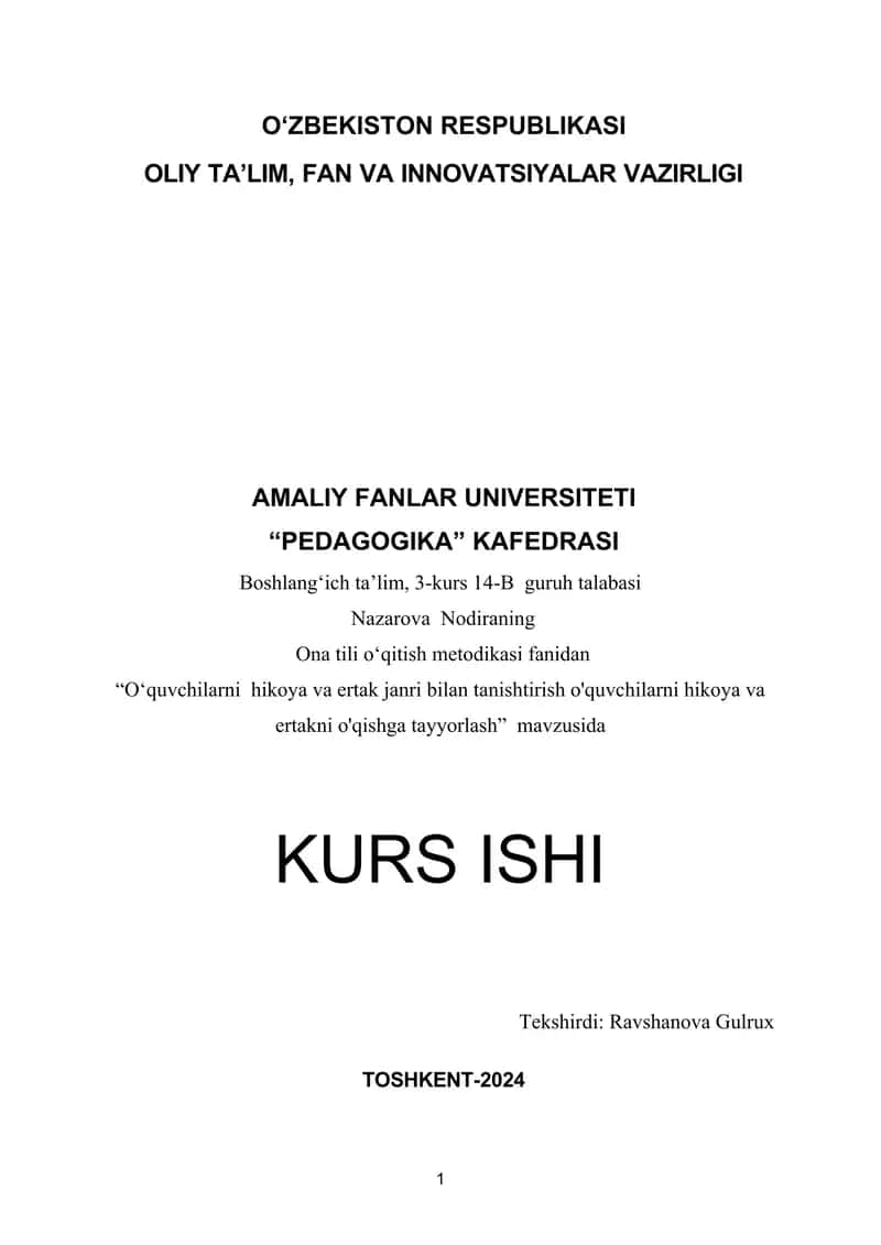 O‘quvchilarni hikoya va ertak janri bilan tanishtirish o'quvchilarni hikoya va ertakni o'qishga tayyorlash.