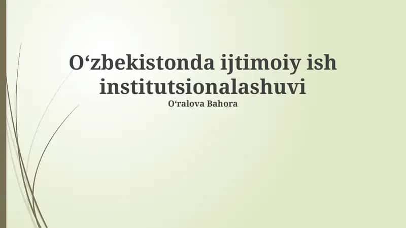 Oʻzbekistonda ijtimoiy ish institutsionalashuvi