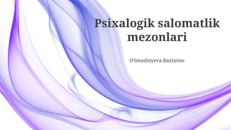 Ruhiy salomatlik mezonlari