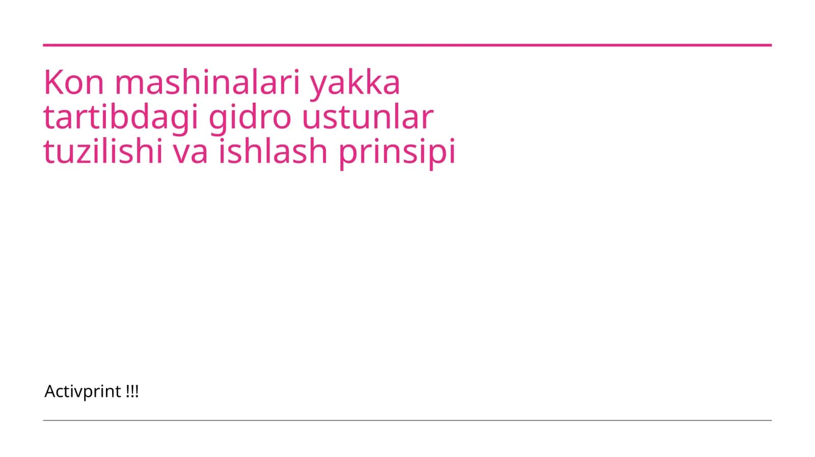Kon mashinalari yakka tartibdagi gidro ustunlar tuzilishi va ishlash prinsipi