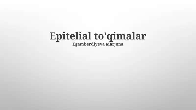 Epitelial to'qimalar