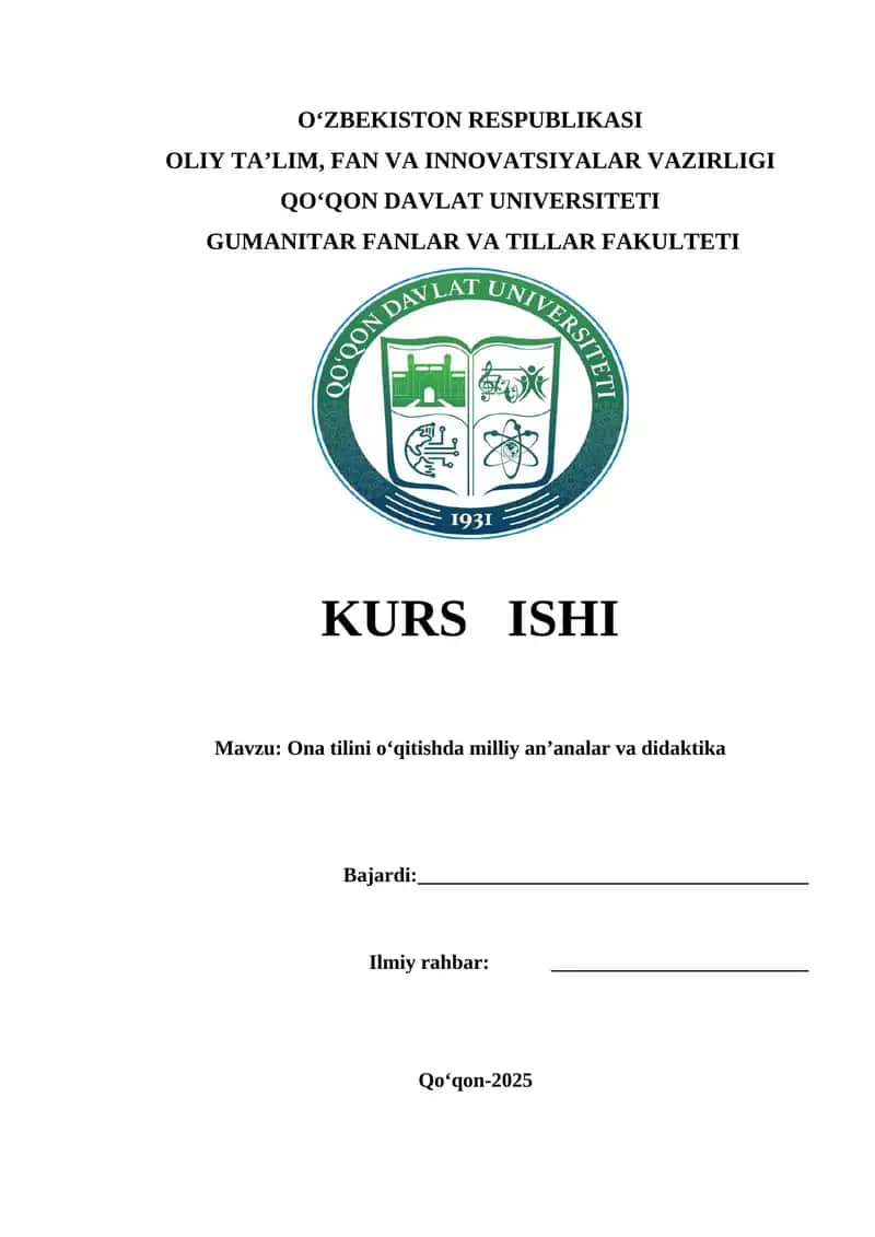 Ona tilini o‘qitishda milliy an’analar va didaktika