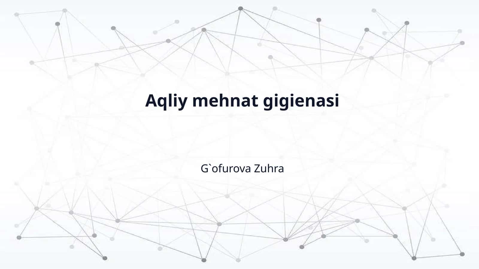 Aqliy mehnat gigienasi