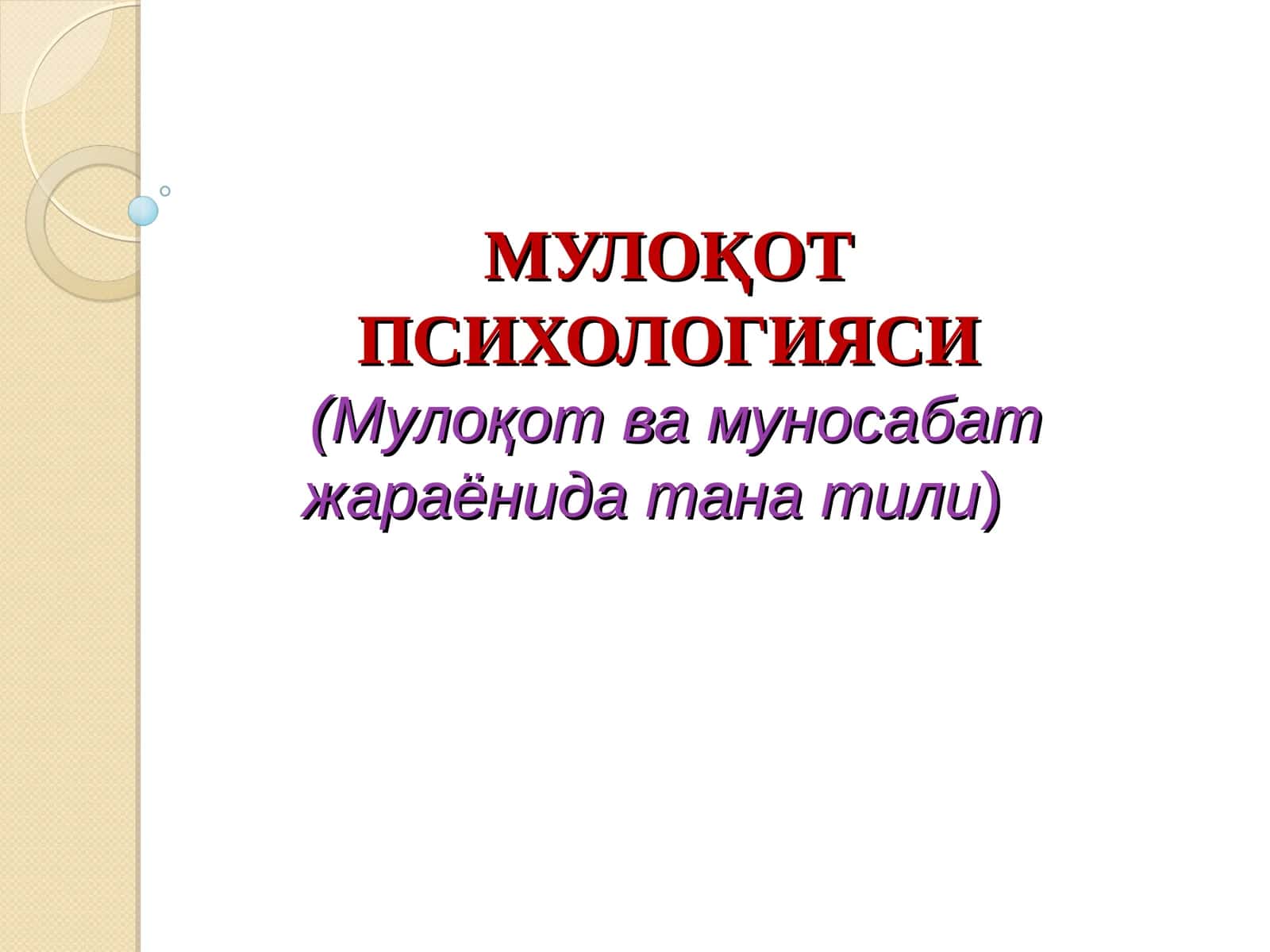 МУЛОҚОТ ПСИХОЛОГИЯСИ