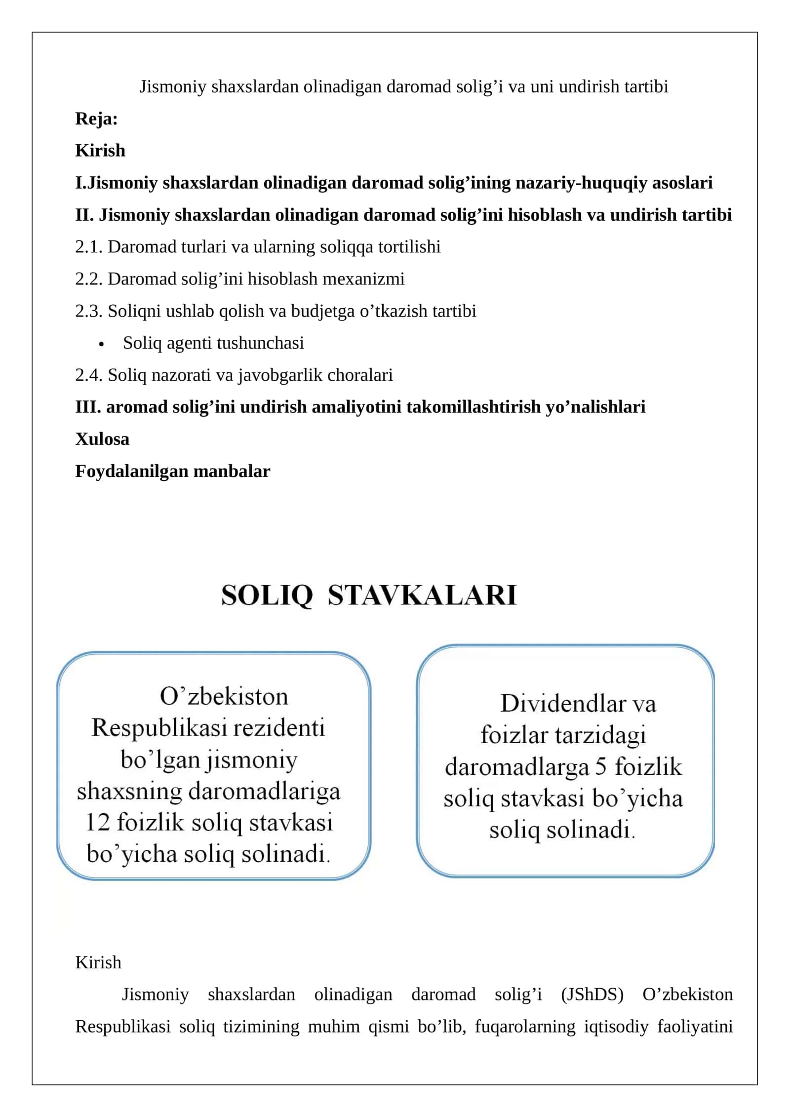 Jismoniy shaxslardan olinadigan daromad solig’i