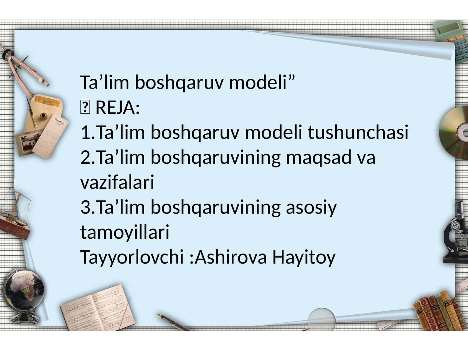 Ta’lim boshqaruv modeli