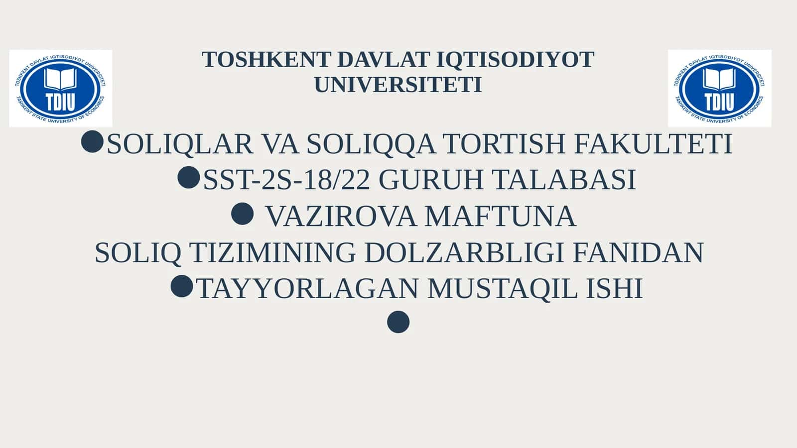 SOLIQ TIZIMINING DOLZARBLIGI FANIDAN