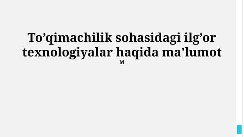 Zamonaviy To'qimachilik Texnologiyalari