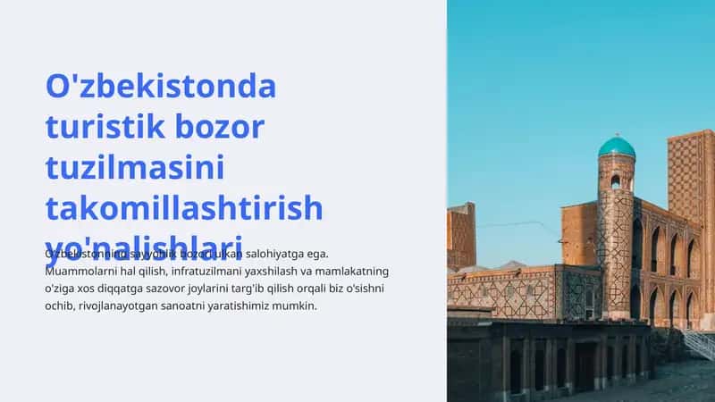 Turistik bozor tuzilmasini takomillashtirish yo'nalishlari