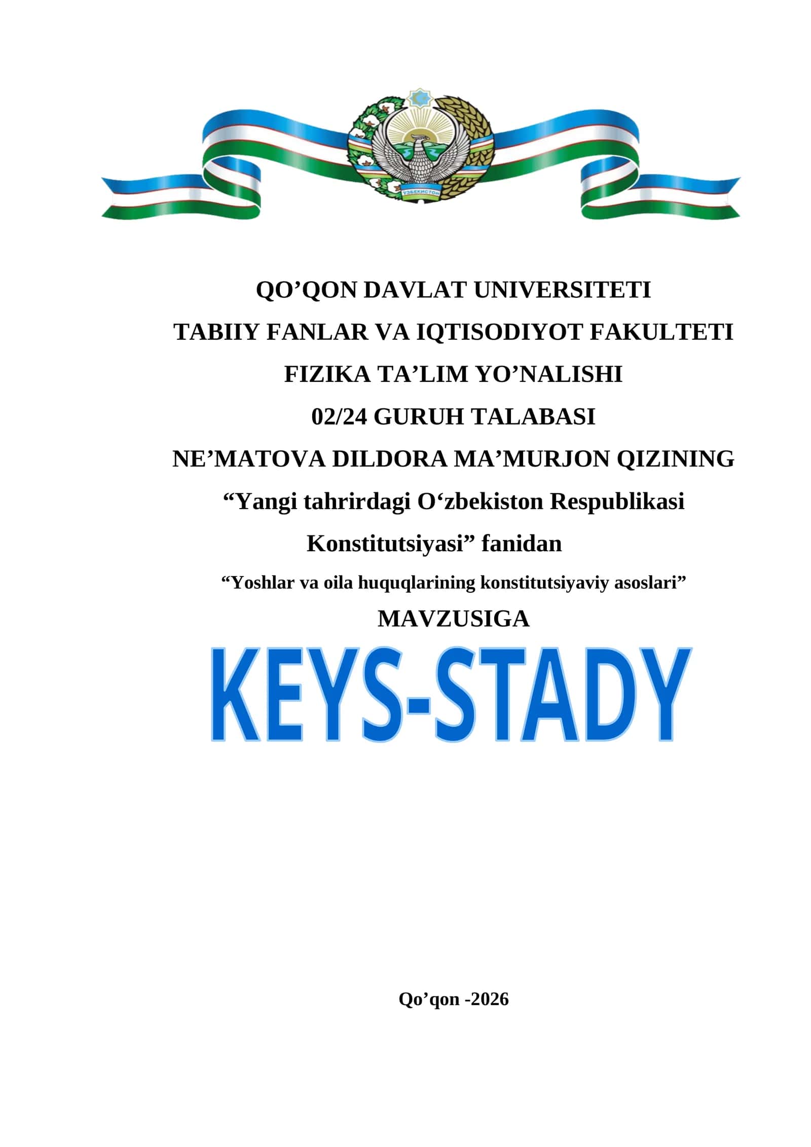 Yoshlar va oila huquqlarining konstitutsiyaviy asoslari