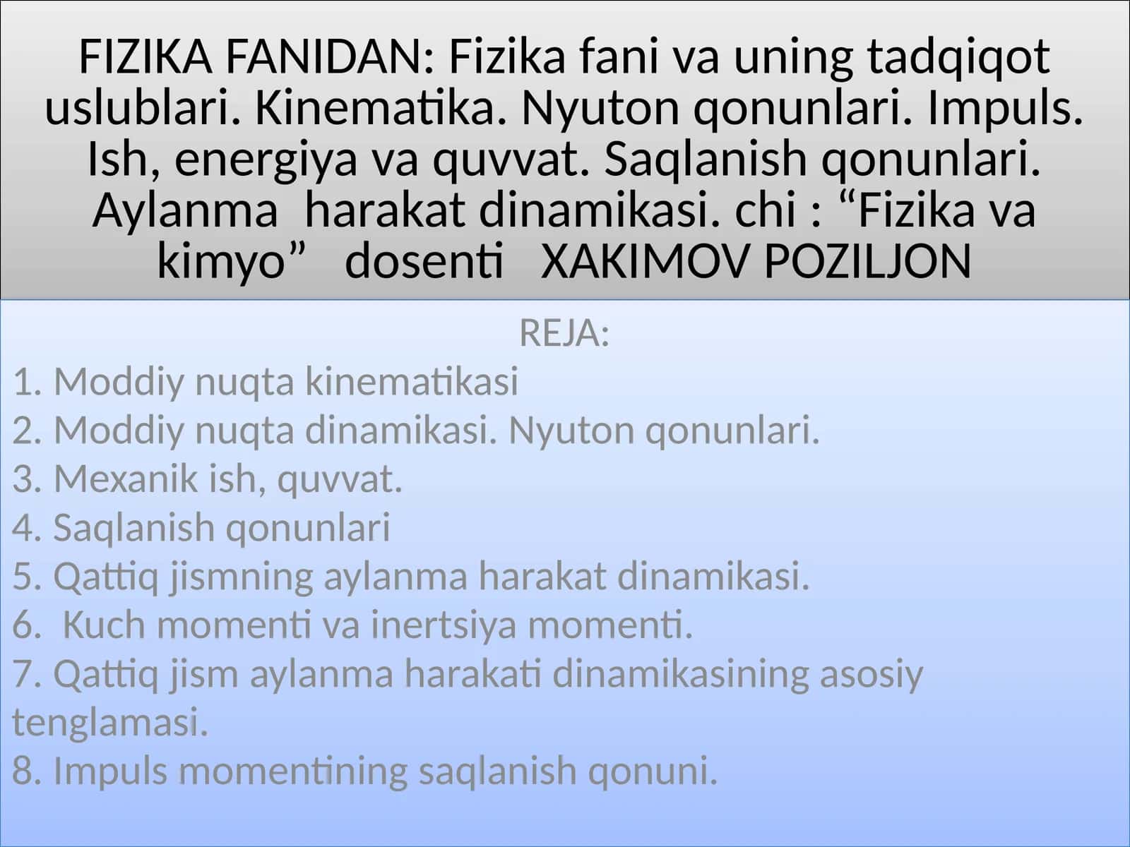 FIZIKA FANIDAN