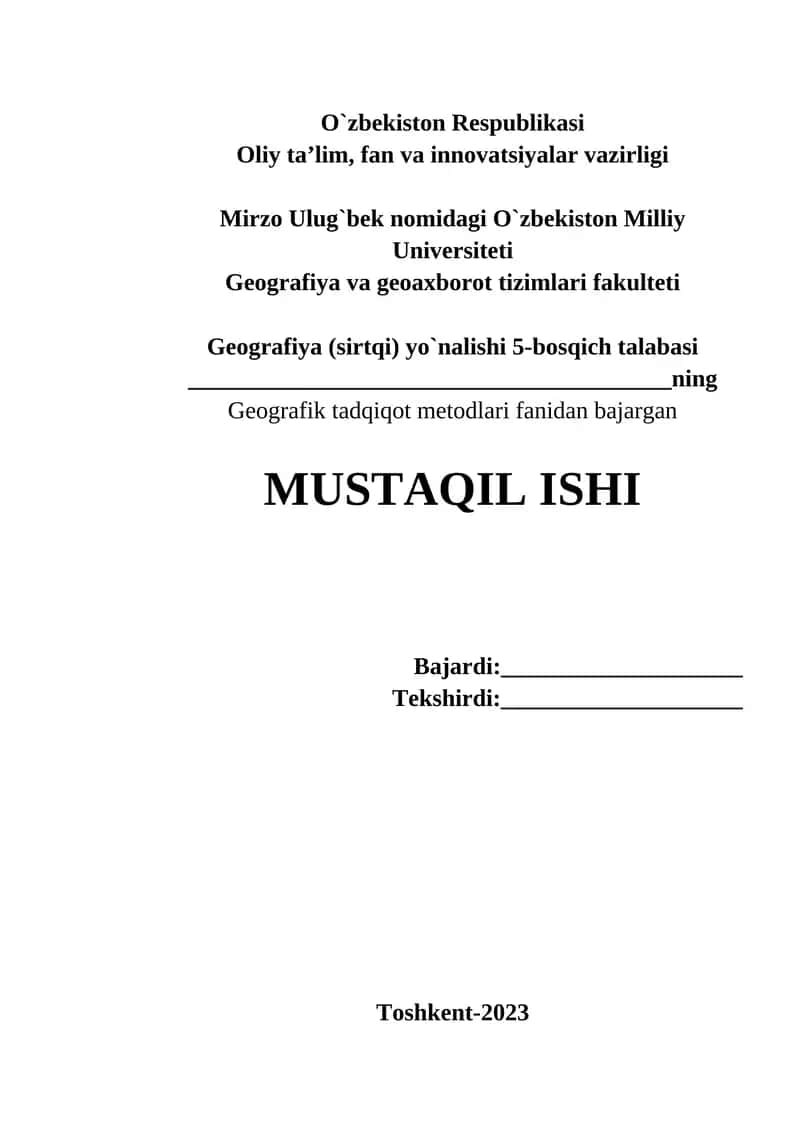 Umumgeografik metodlarni tahlil qilish