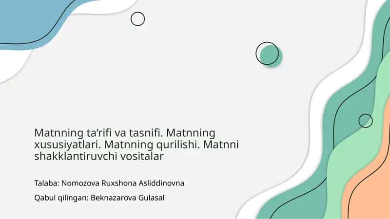 Matnning ta'rif va tasnifi