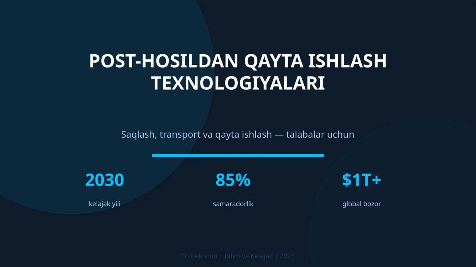 POST-HOSILDAN QAYTA ISHLASH TEXNOLOGIYALARI