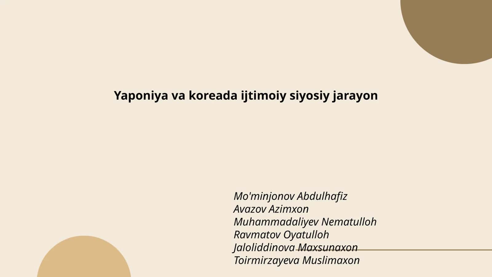 Yaponiya va koreada ijtimoiy siyosiy jarayon