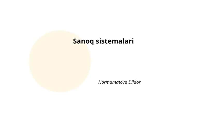 Sanoq sistemalari