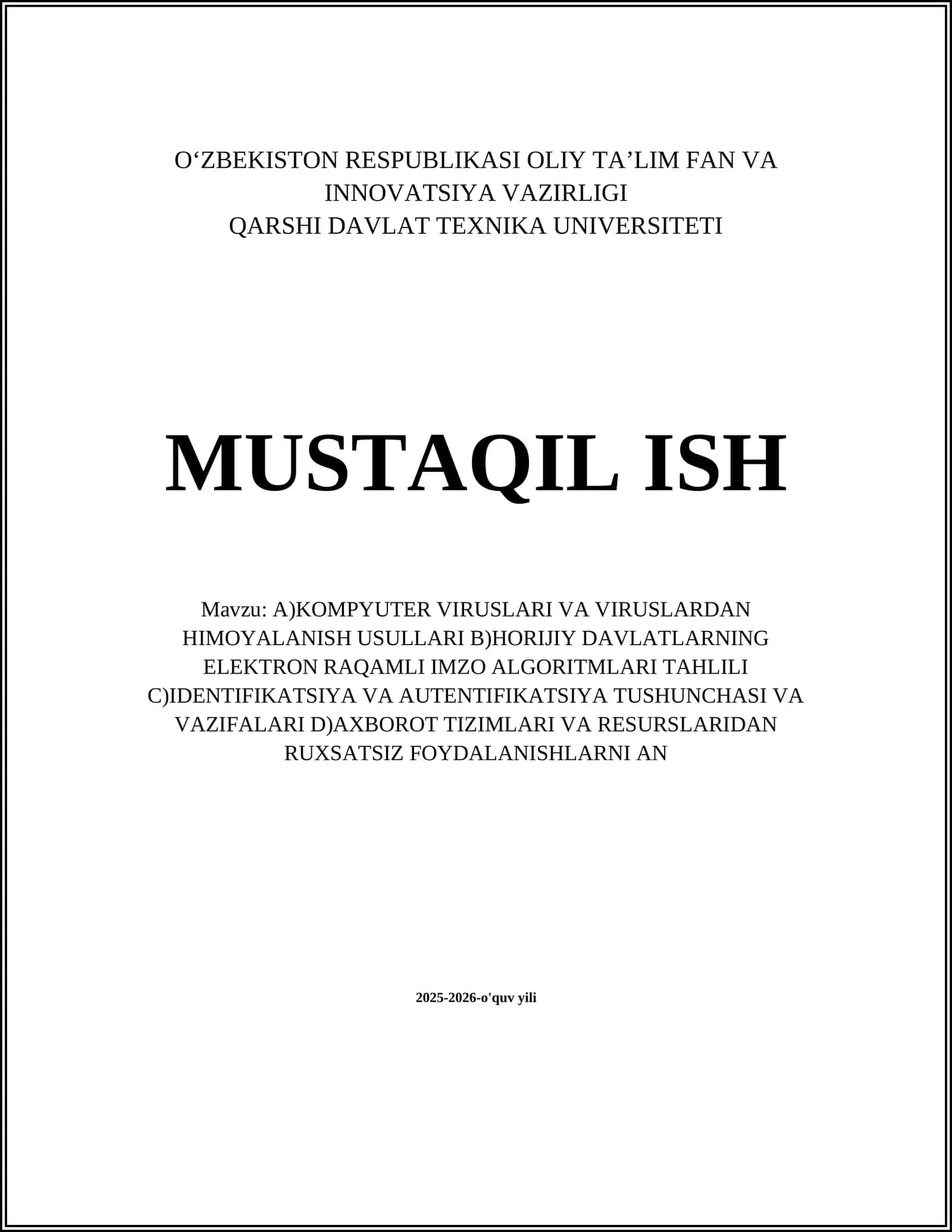 Kompyuter viruslarining turlari va tarqalish mexanizmlari