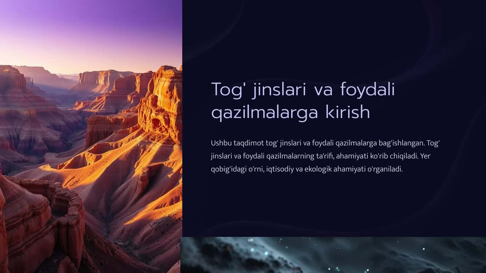 Tog' jinslari va foydali qazilmalarga kirish