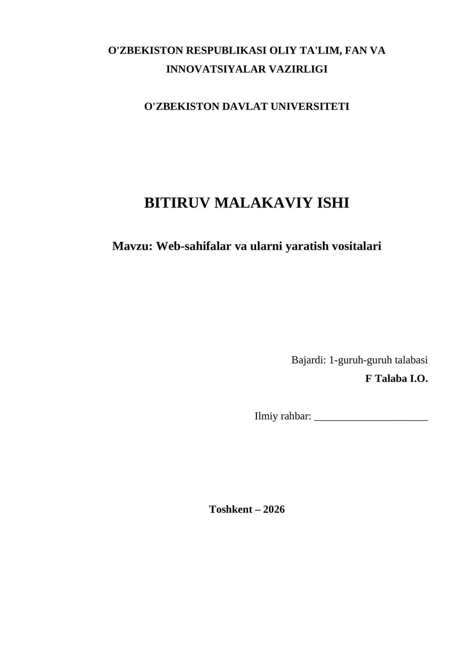 Web-sahifalar va ularni yaratish vositalari
