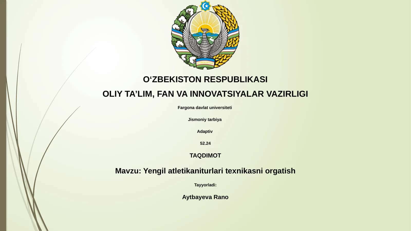 Yengil atletikaniturlari texnikasni orgatish