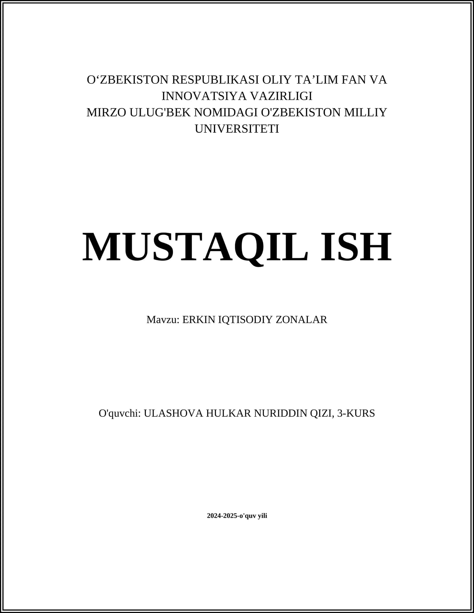 ERKIN IQTISODIY ZONALAR