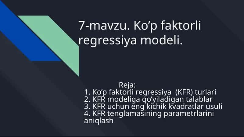 Ko’p faktorli regressiya modeli