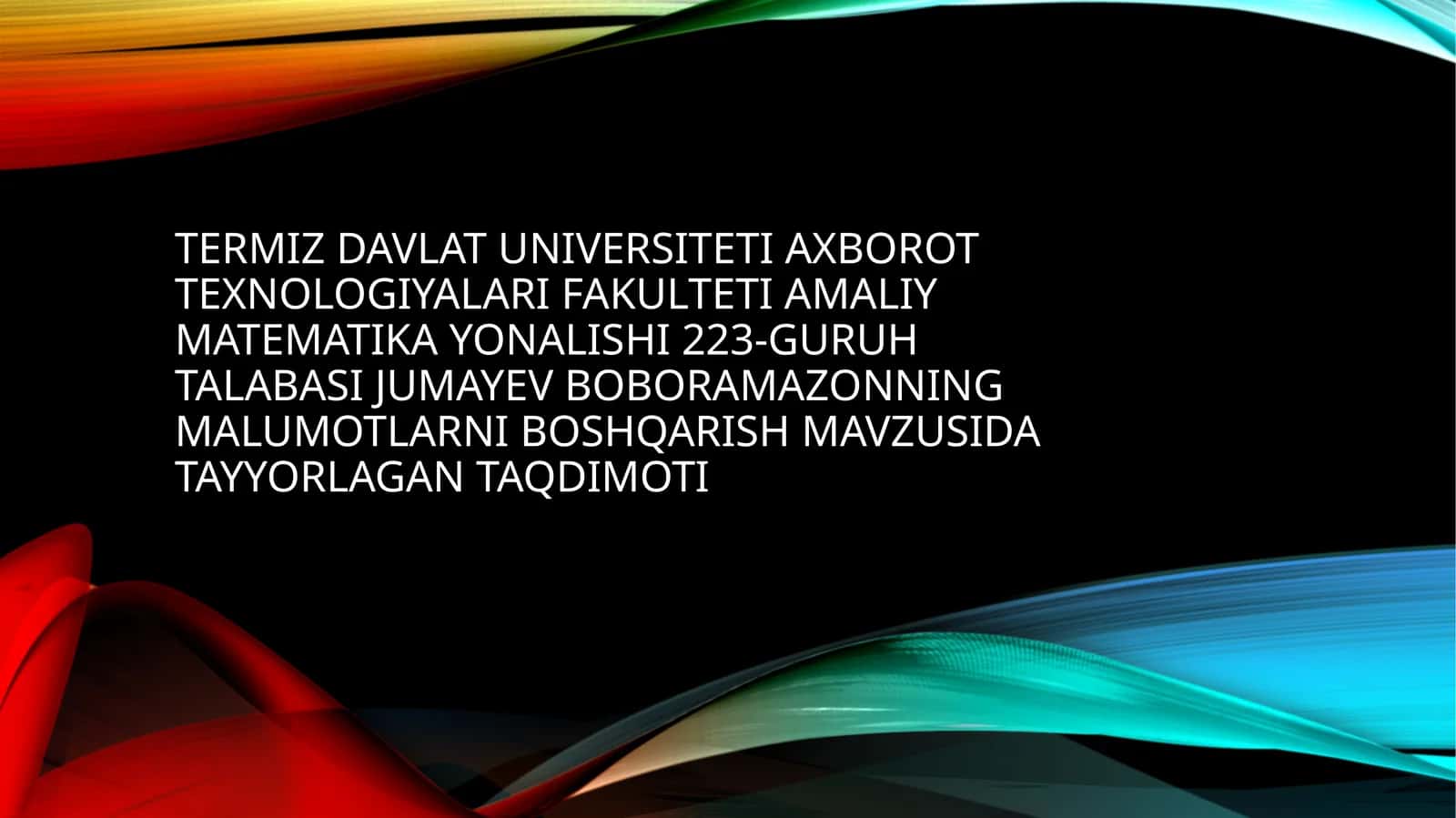 Maʼlumotlarni boshqarish