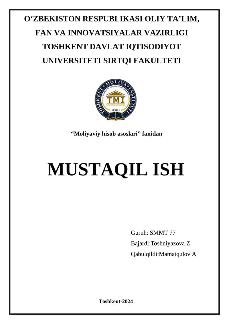 Moliyaviy hisob asoslari