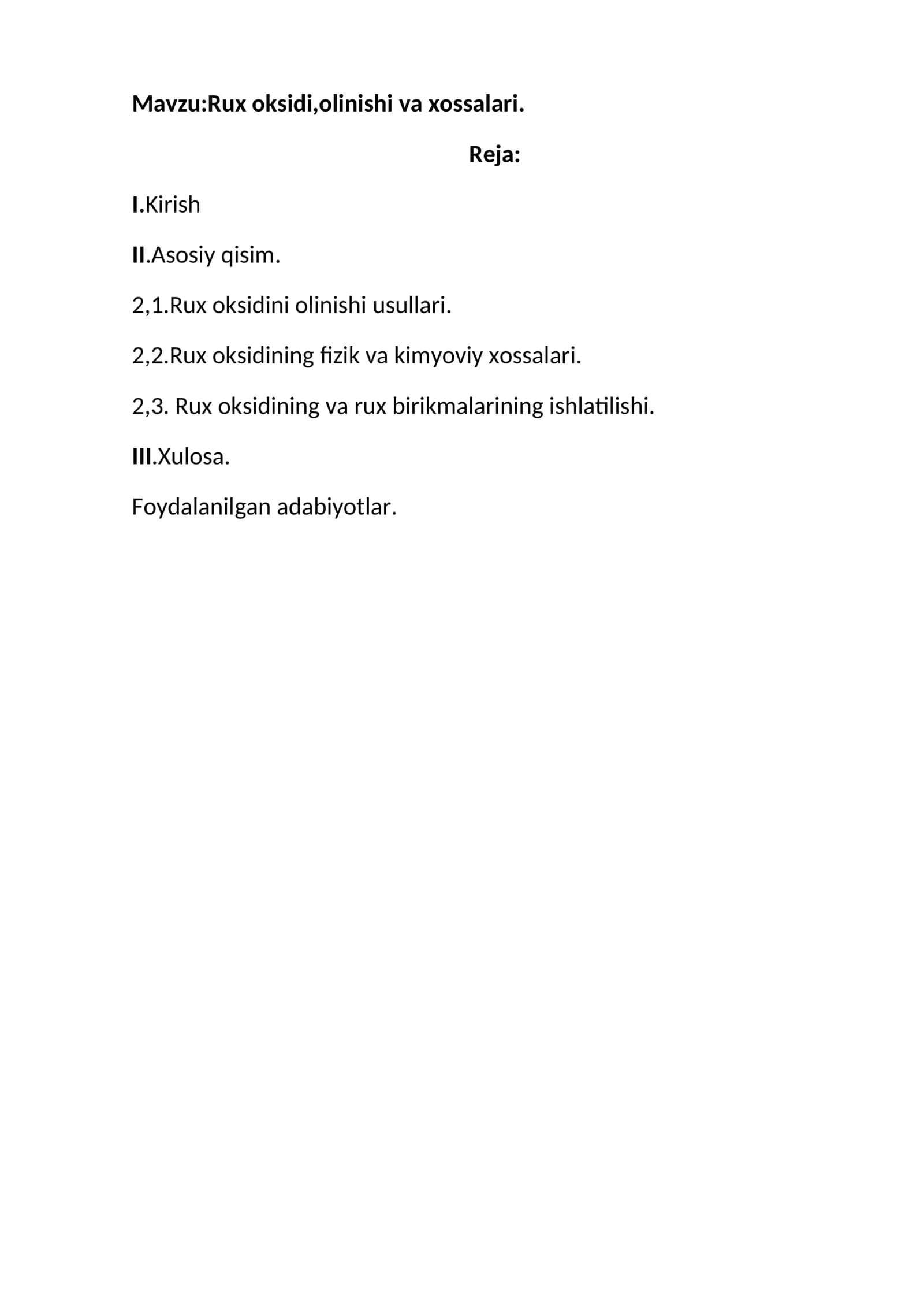 Rux oksidi,olinishi va xossalari