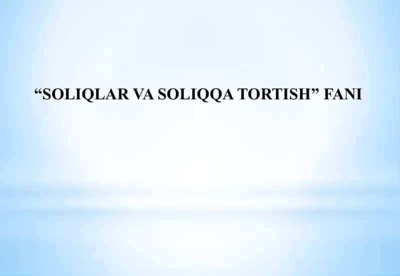 SOLIQLAR VA SOLIQQA TORTISH