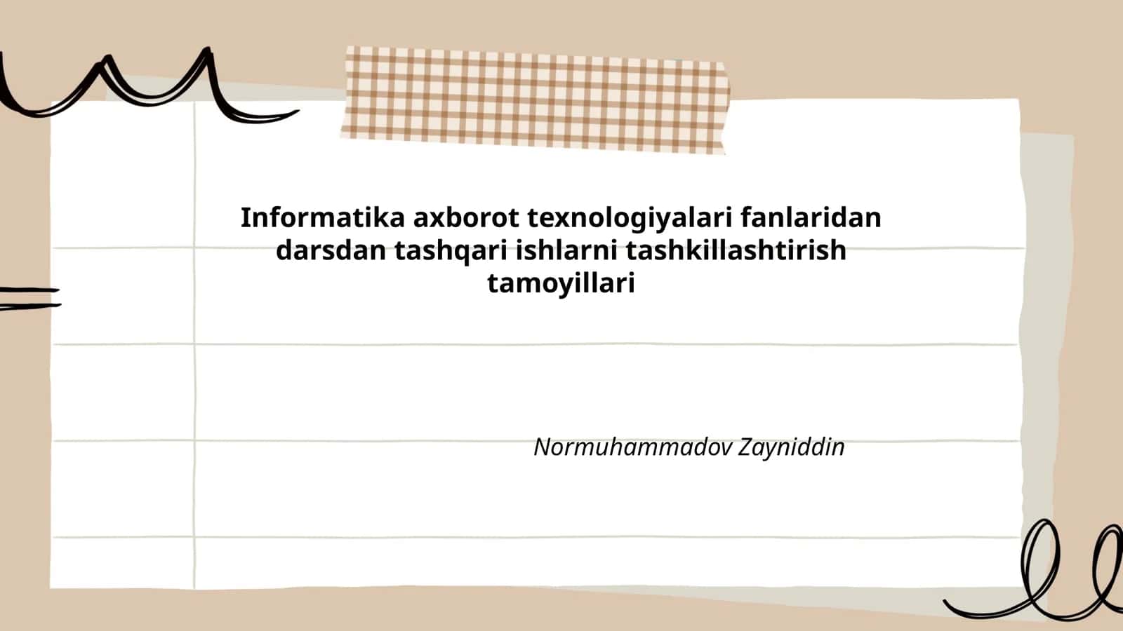 Informatika axborot texnologiyalari fanlaridan darsdan tashqari ishlarni tashkillashtirish tamoyillari