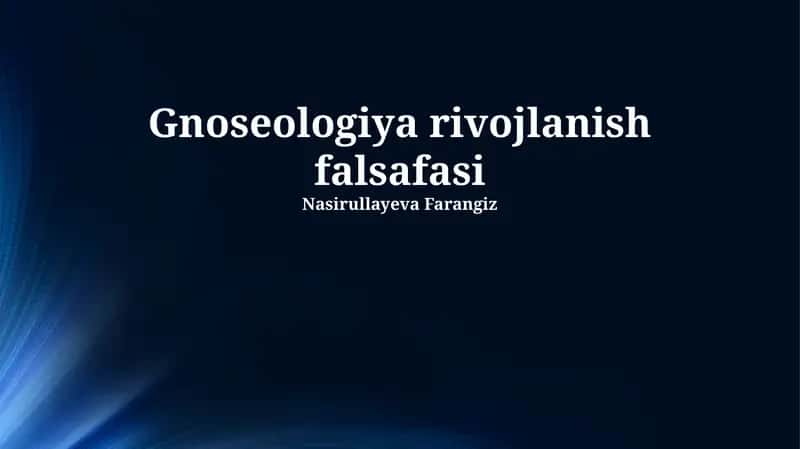 Gnoseologiya rivojlanish falsafasi