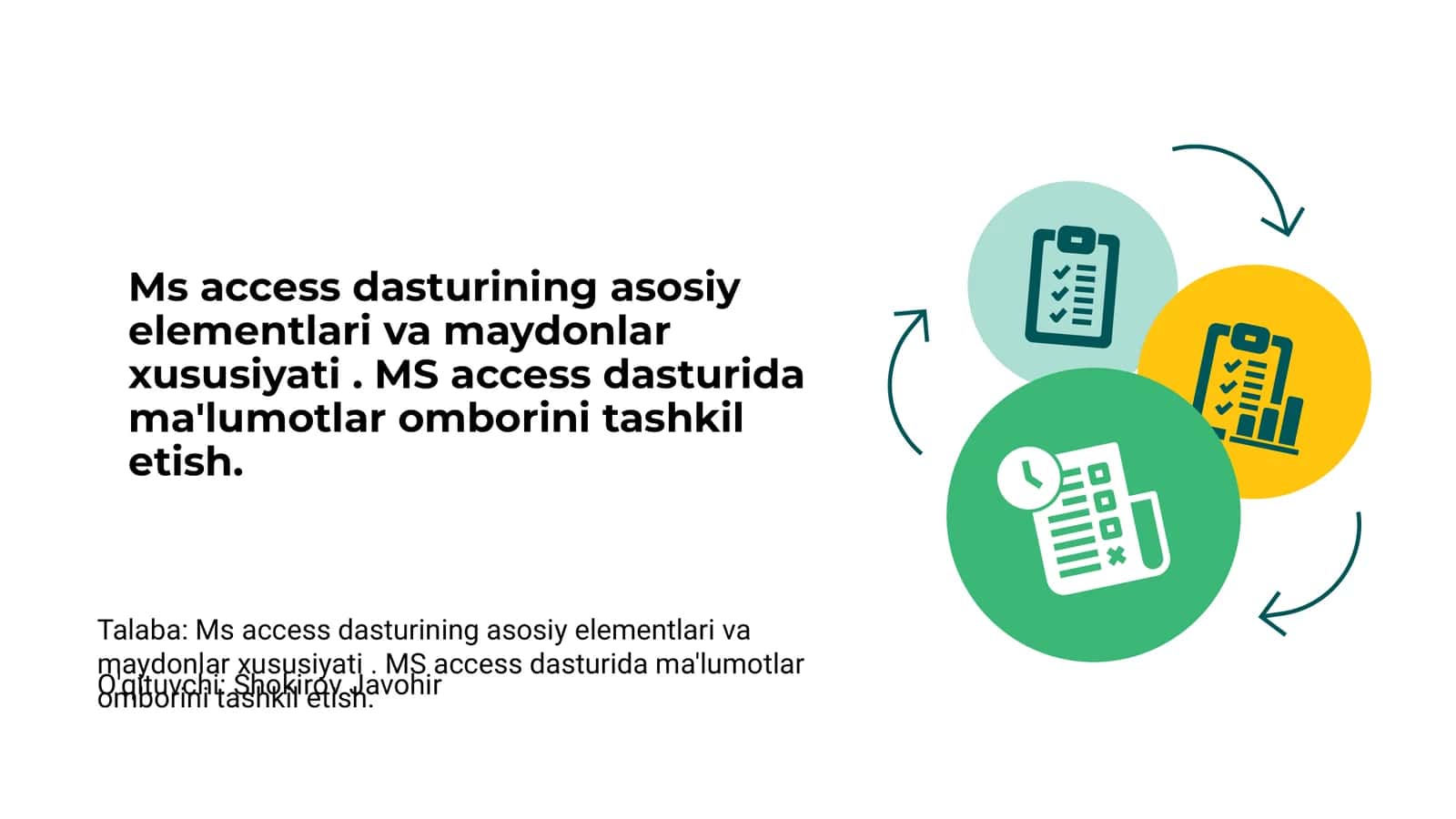 MS Access asosiy elementlari