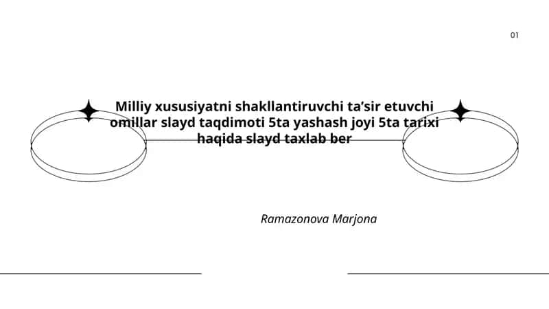 Milliy xususiyatni shakllantiruvchi ta'ʼsir etuvchi omillar slayd taqdimoti