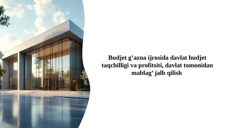 Budjet g’azna ijrosida davlat budjet taqchilligi va profitsiti, davlat tomonidan mablag’ jalb qilish
